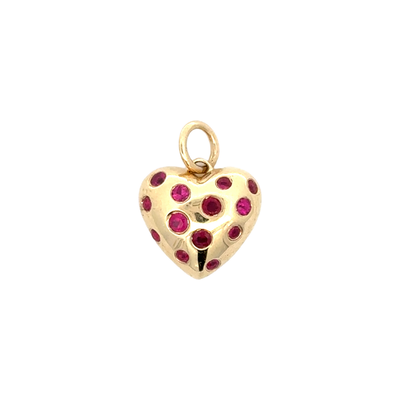 Scattered Ruby Puffy Heart Charm