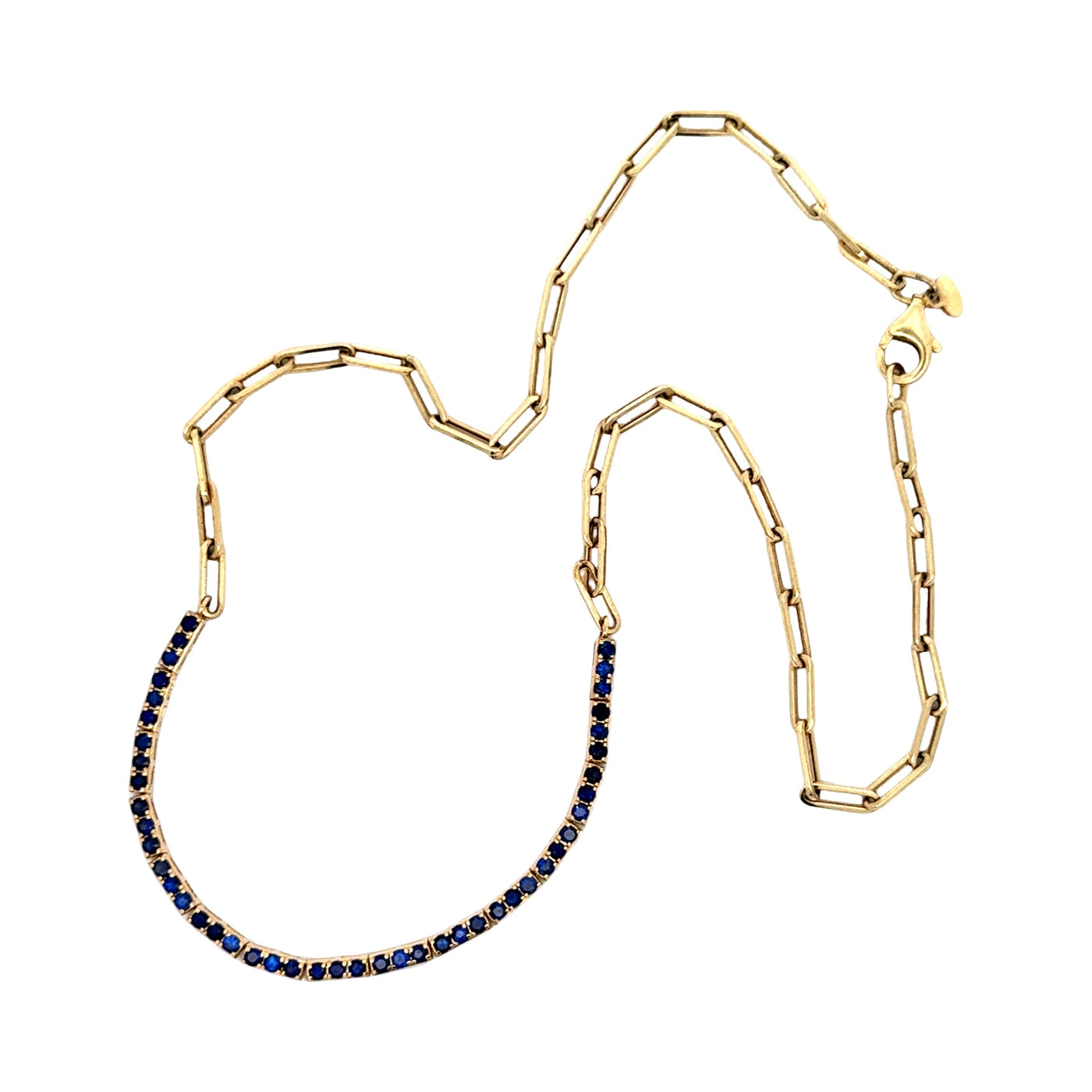 Blue Sapphire Half and Half Necklace