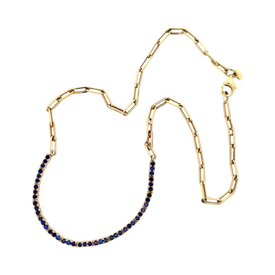 Blue Sapphire Half and Half Necklace