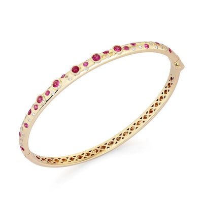 Pink Sapphire & Diamond Scatter Bangle