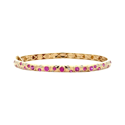 Pink Sapphire & Diamond Scatter Bangle