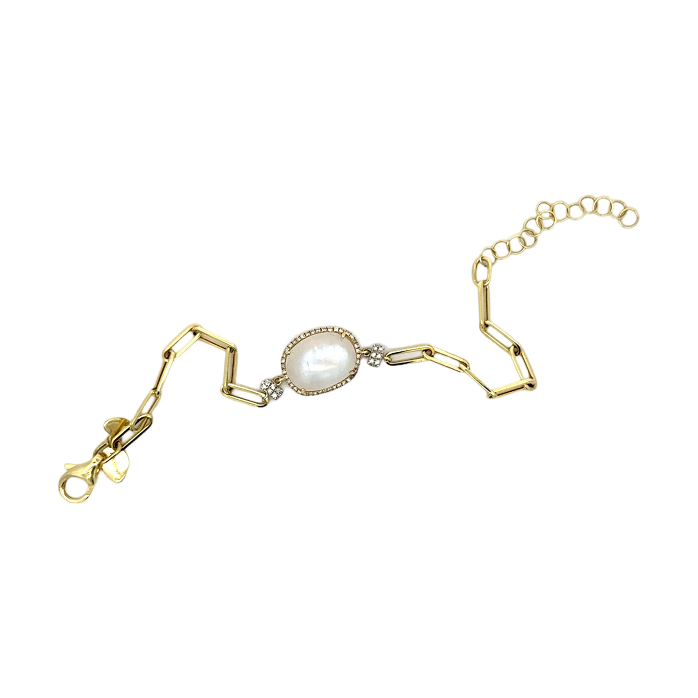 Moonstone & Diamond Chain Link Bracelet