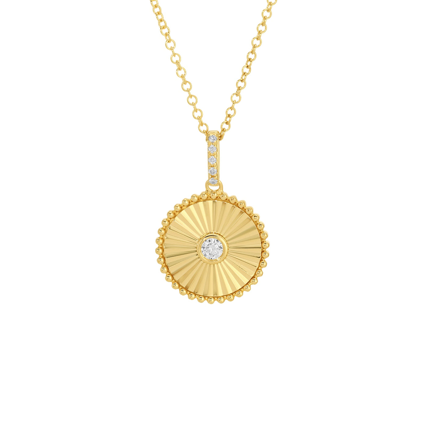 Fluted Diamond Disk Necklace