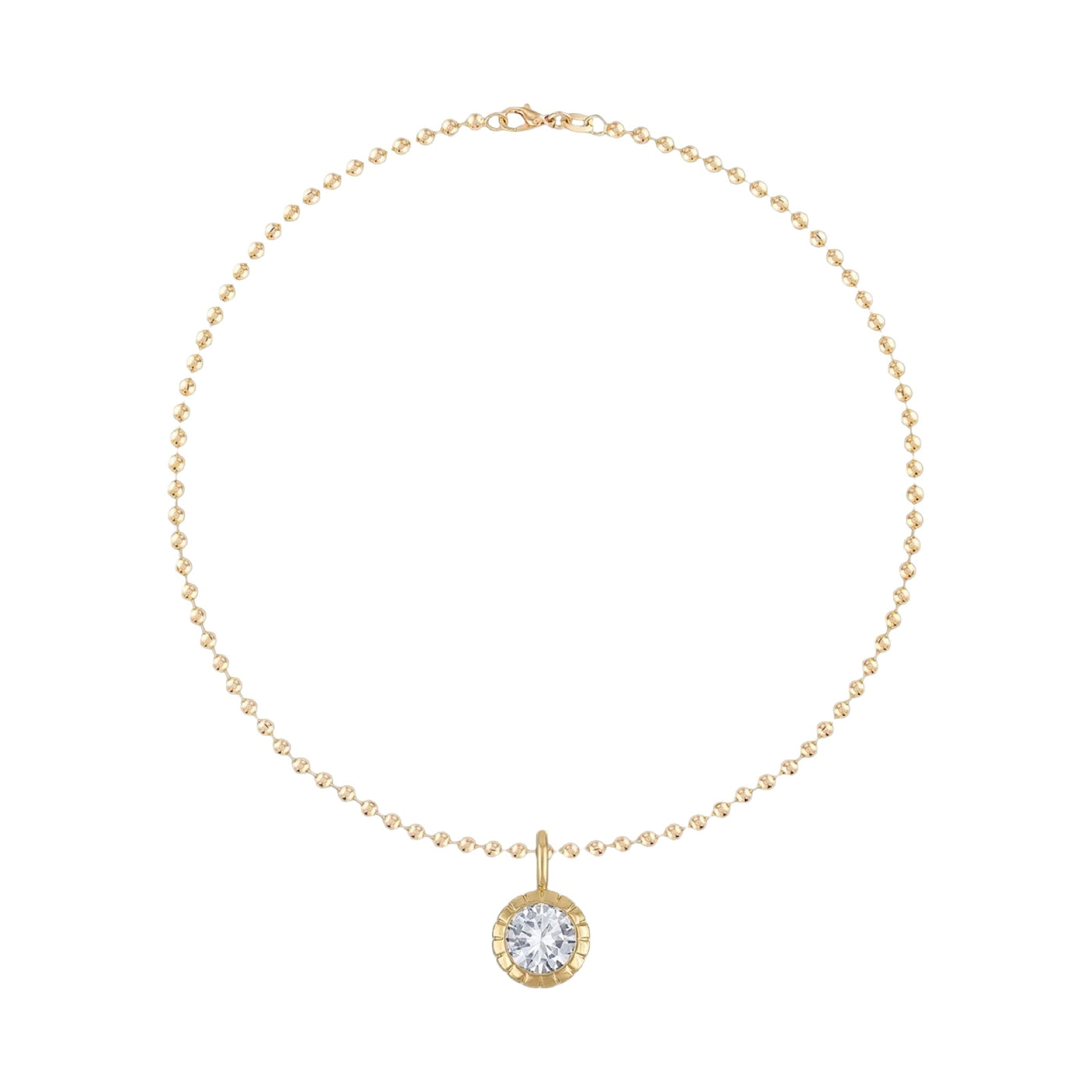 Round Bezel Ball Chain Necklace