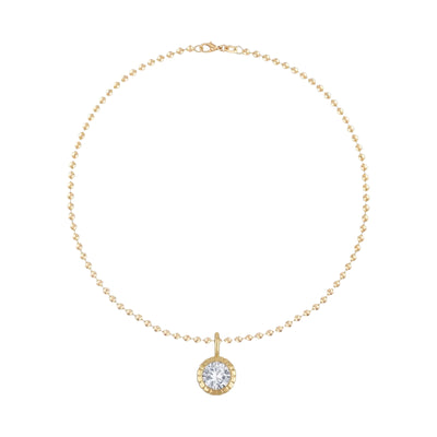 Round Bezel Ball Chain Necklace