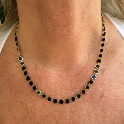 Black Onyx Disk Necklace