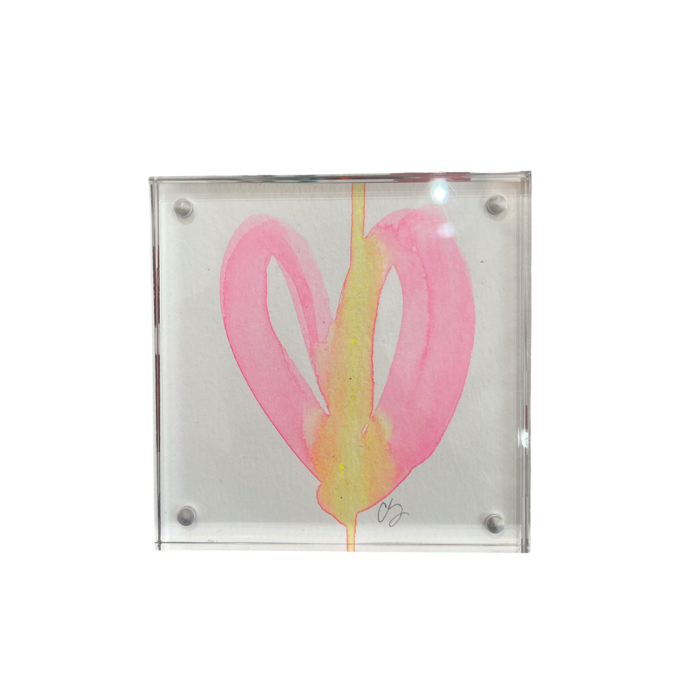 Acrylic Block Hot Pink Heart Painting