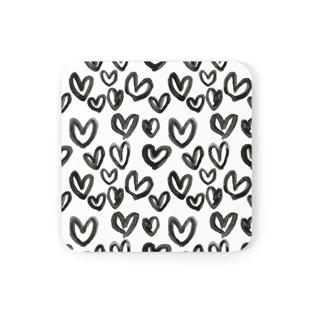 Heart Print Corkwood Coaster Set