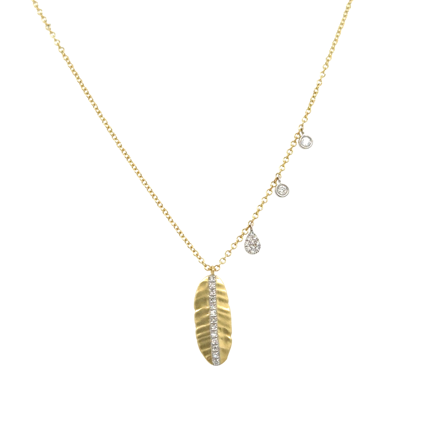 Triple Diamond and Feather Necklace