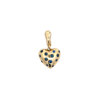 Scattered Blue Sapphire Puffy Heart Charm