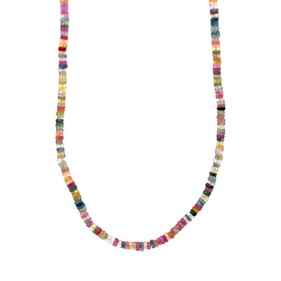 Sliced Multicolor Sapphire Necklace with Extender