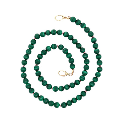 Malachite Bead Necklace with Trigger-less Clasp