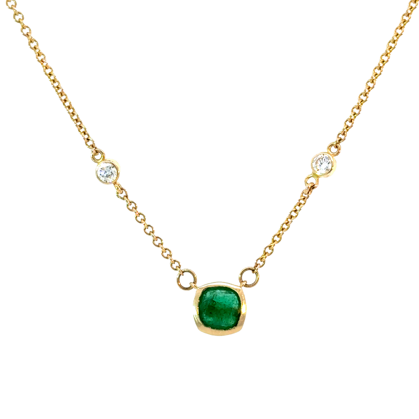 Emerald & Diamond Bezel Necklace