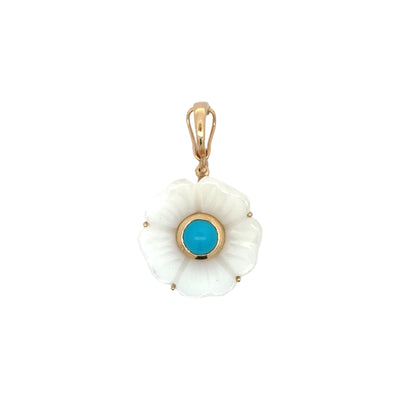 White Agate & Turquoise Flower Charm
