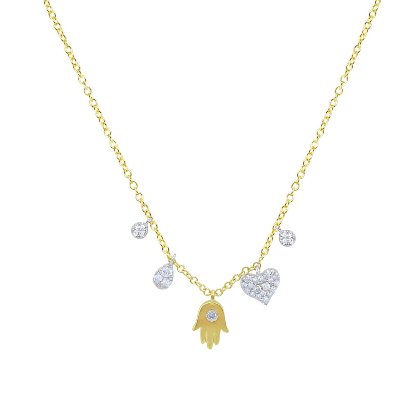 Hamsa and Diamond Confetti Necklace