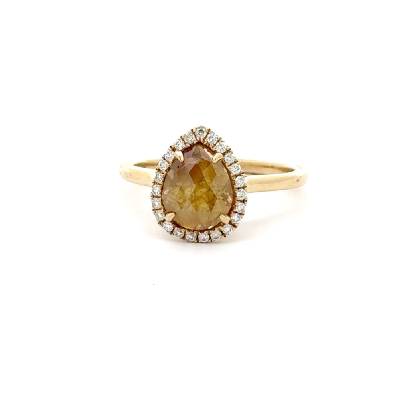 Rough Yellow Diamond Pear Ring