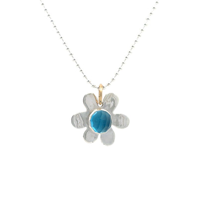 Blue Topaz Daisy Charm Necklace