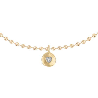 Round Heart Ball Chain Necklace - White