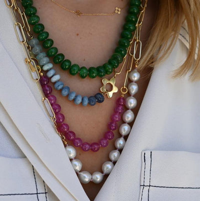 Natural Pink Sapphire Bead Necklace