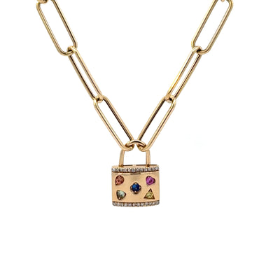 Diamond & Rainbow Gemstone Snap Lock