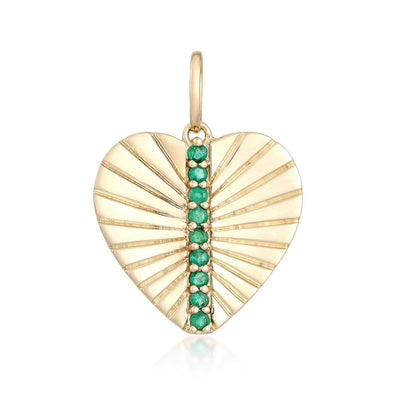 Fluted Emerald Heart Charm