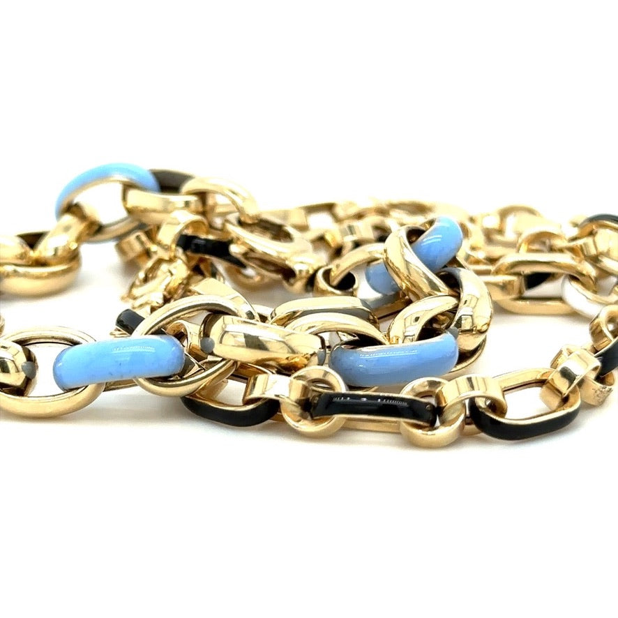 Black & Gold Enamel Alternating Link Bracelet