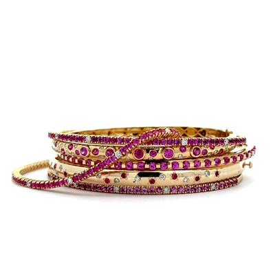 Pink Sapphire & Diamond Burst Bangle