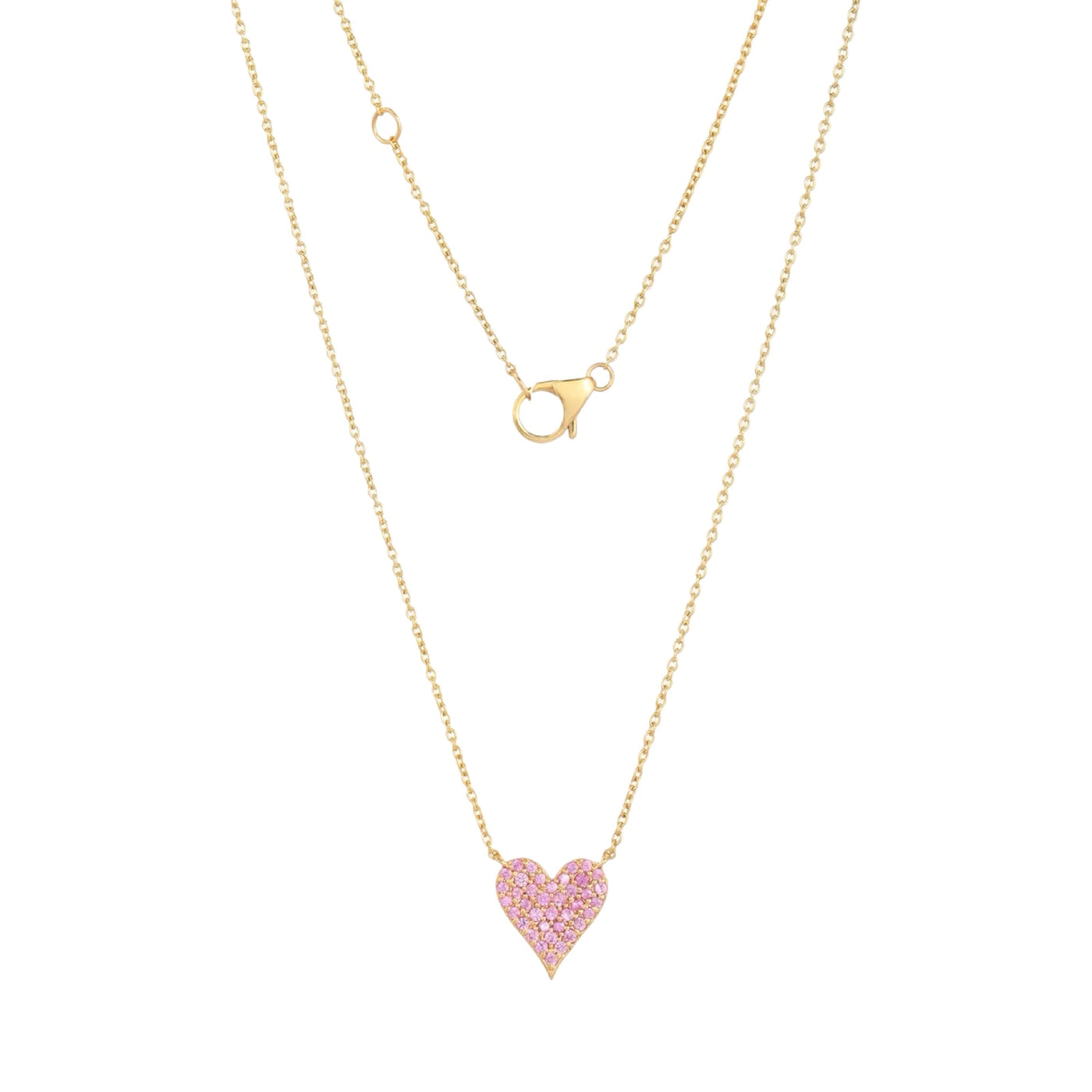 Pink Sapphire & Diamond Reversible Heart Necklace
