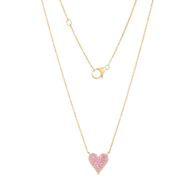 Pink Sapphire & Diamond Reversible Heart Necklace