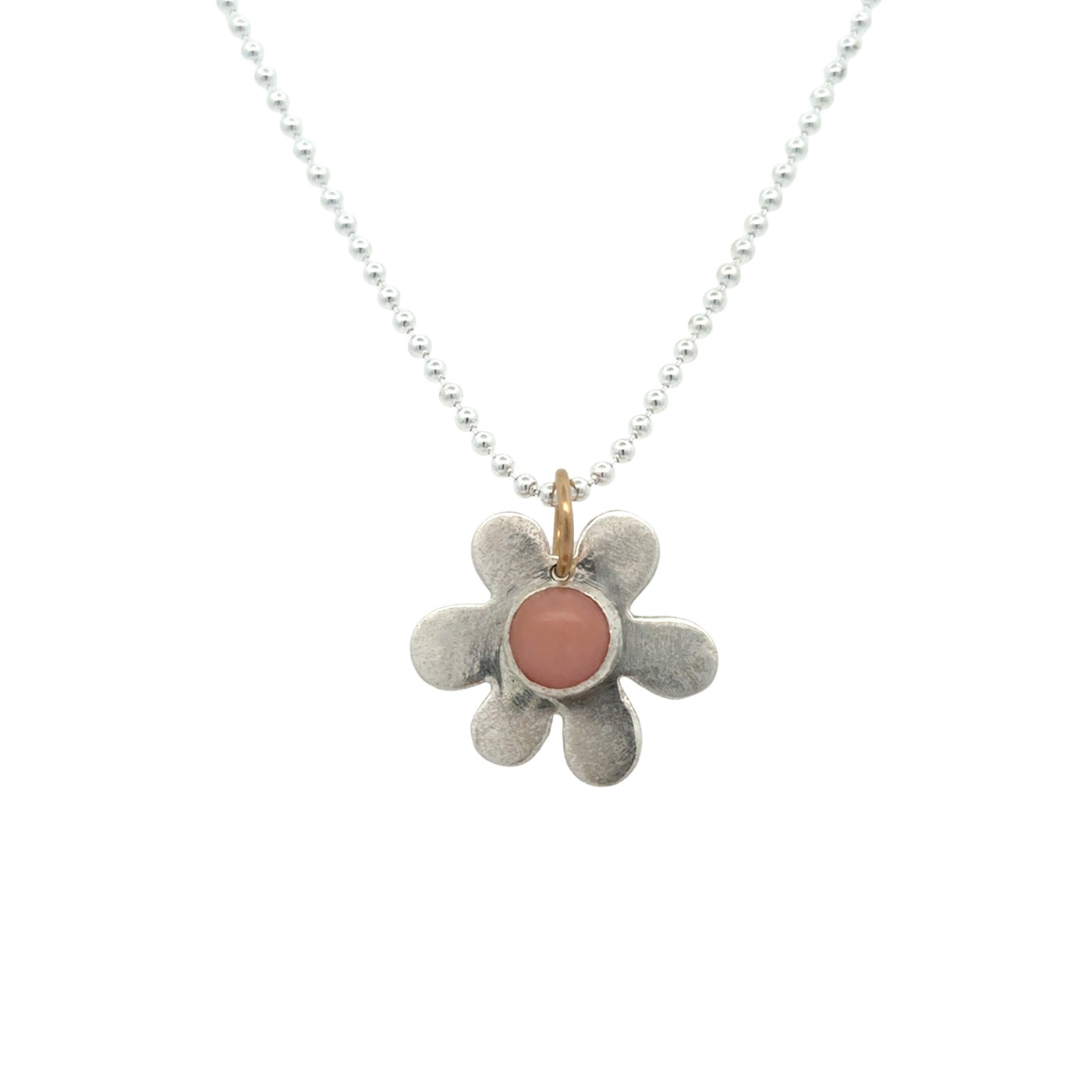 Pink Opal Daisy Charm Necklace