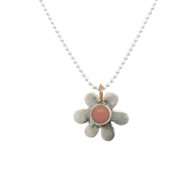 Pink Opal Daisy Charm Necklace