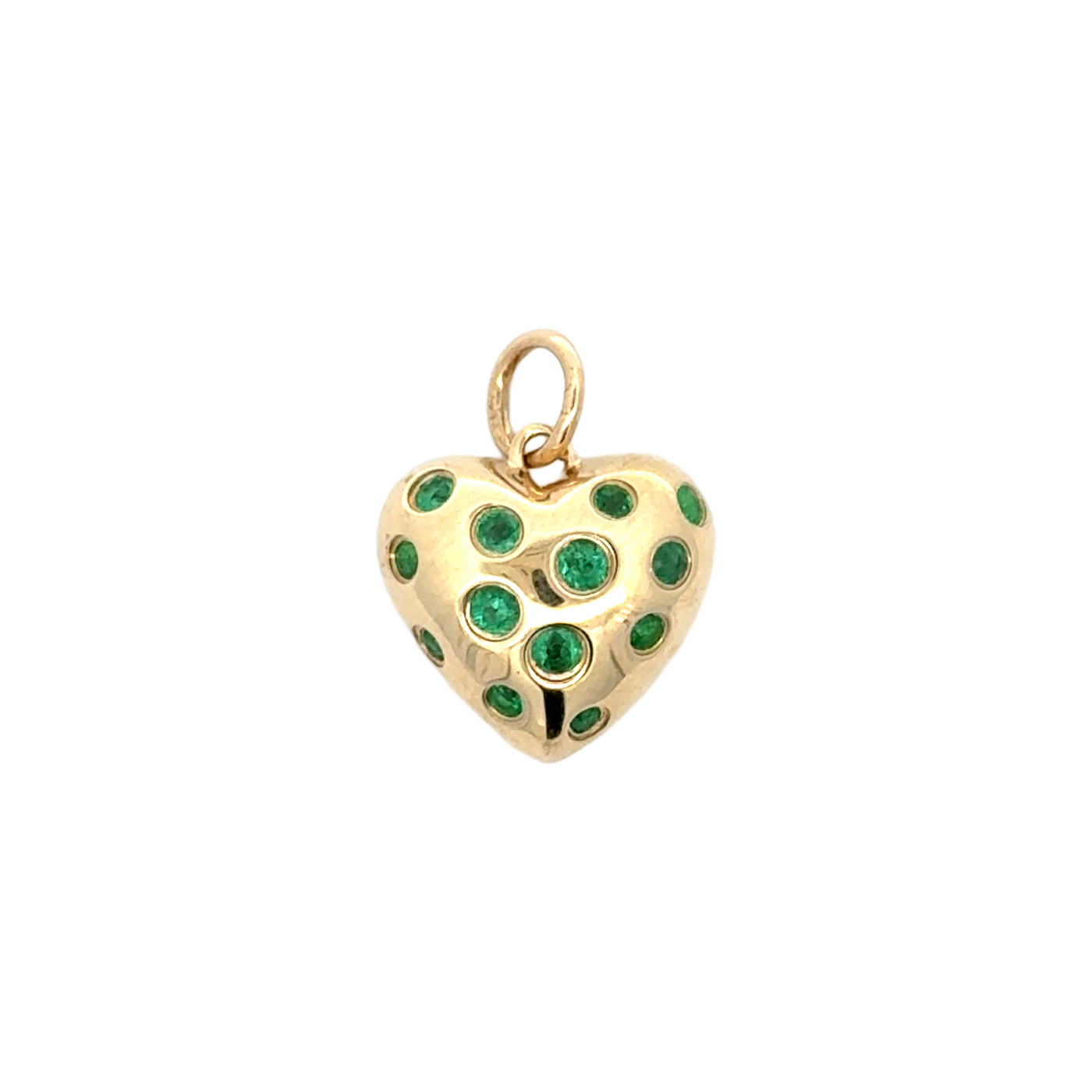 Scattered Emerald Puffy Heart Charm