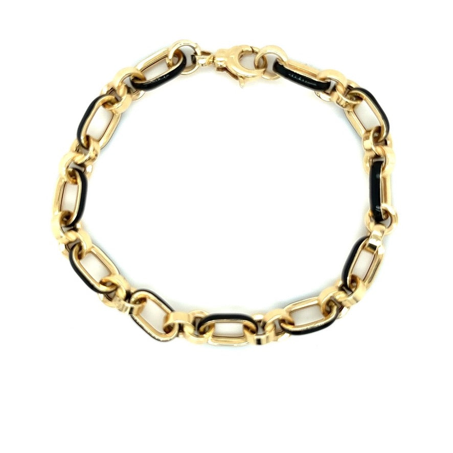 Black & Gold Enamel Alternating Link Bracelet
