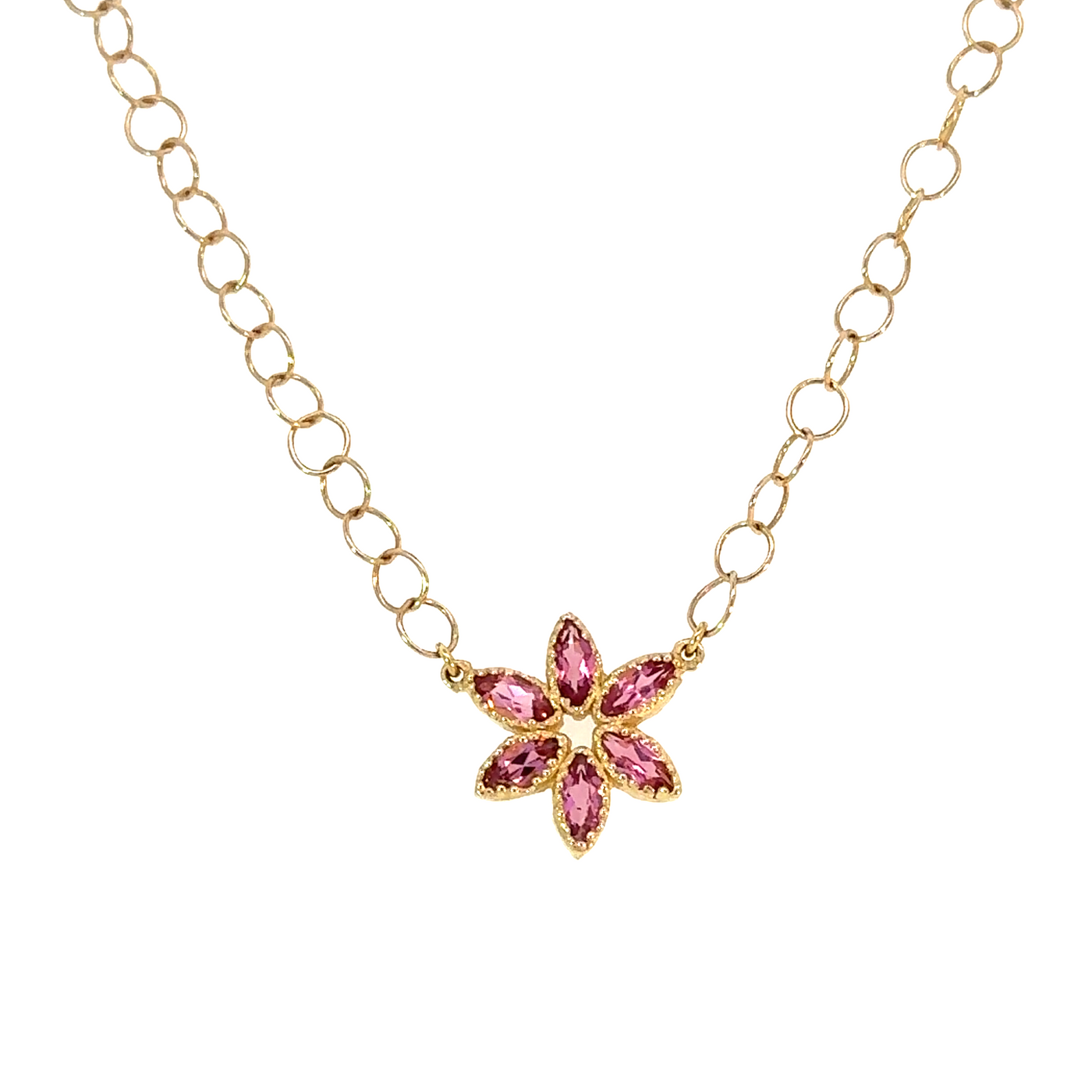 Pink Tourmaline Poinsettia Necklace