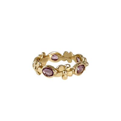 Oval Dahlia Band with Pink Ceylon Sapphires