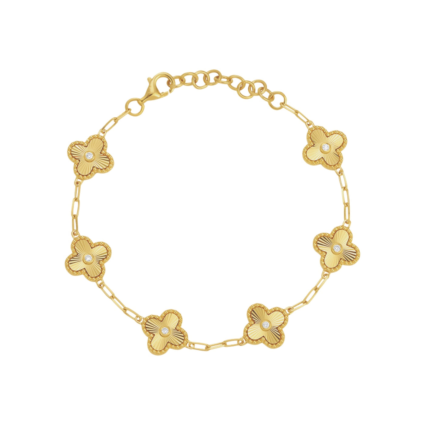Fluted Diamond Clover Bracelet