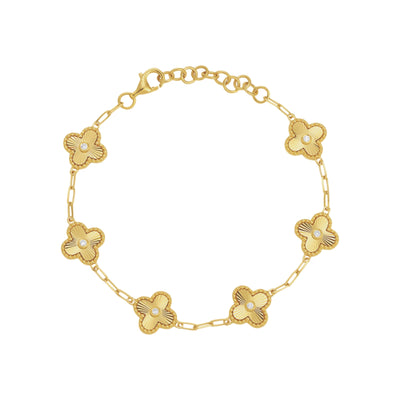 Fluted Diamond Clover Bracelet