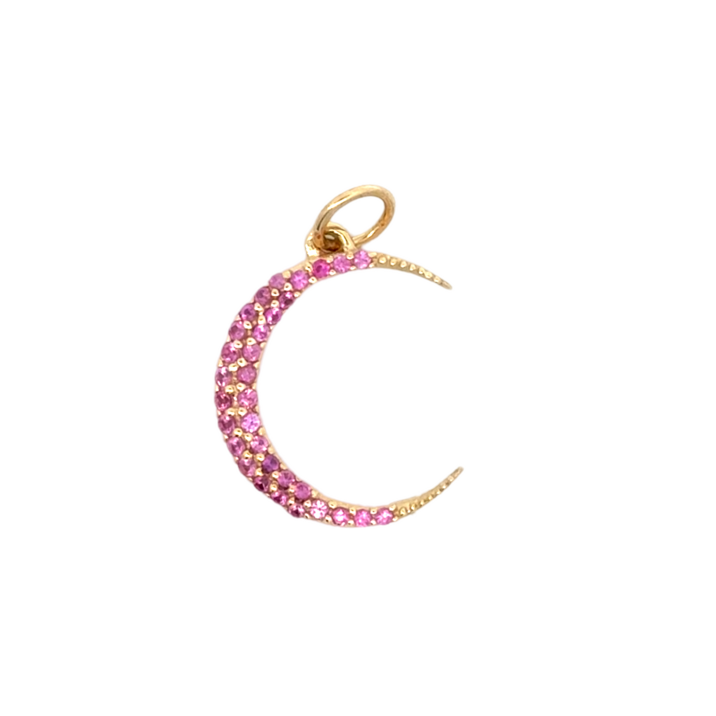 Small Pink Sapphire Moon Charm