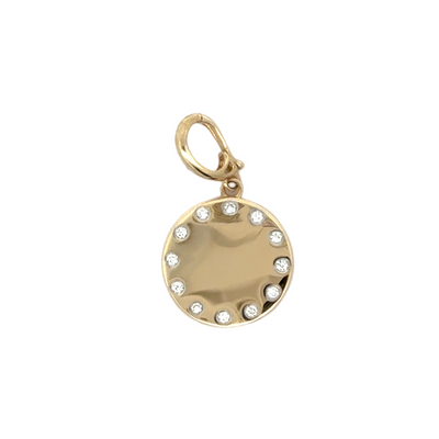 Gold Disk with Diamond Edge Charm