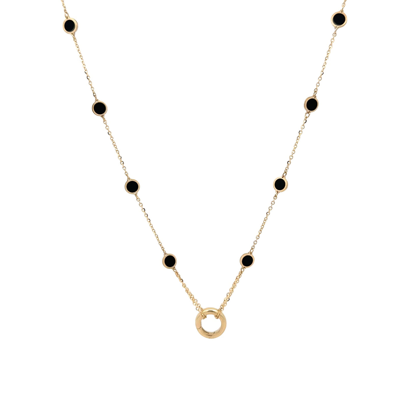 Black Onyx Disk and Carabiner Necklace