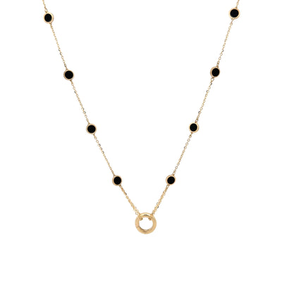 Black Onyx Disk and Carabiner Necklace