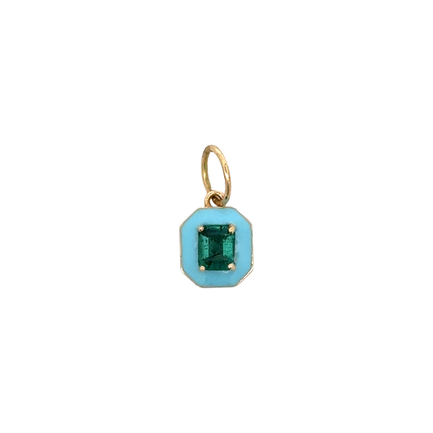 Apatite and Blue Enamel Octagon Charm