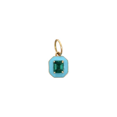 Apatite and Blue Enamel Octagon Charm
