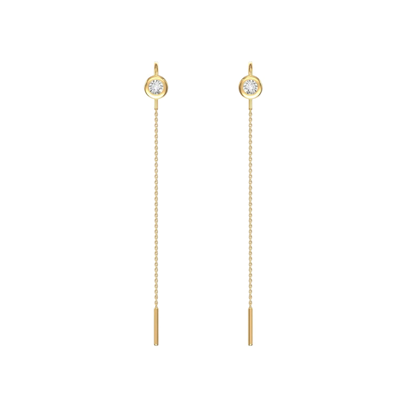 Large Diamond Bezel Threader Earrings