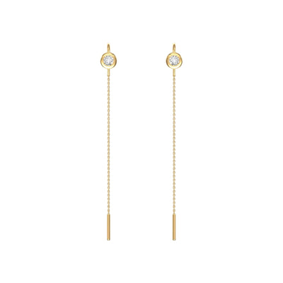 Large Diamond Bezel Threader Earrings