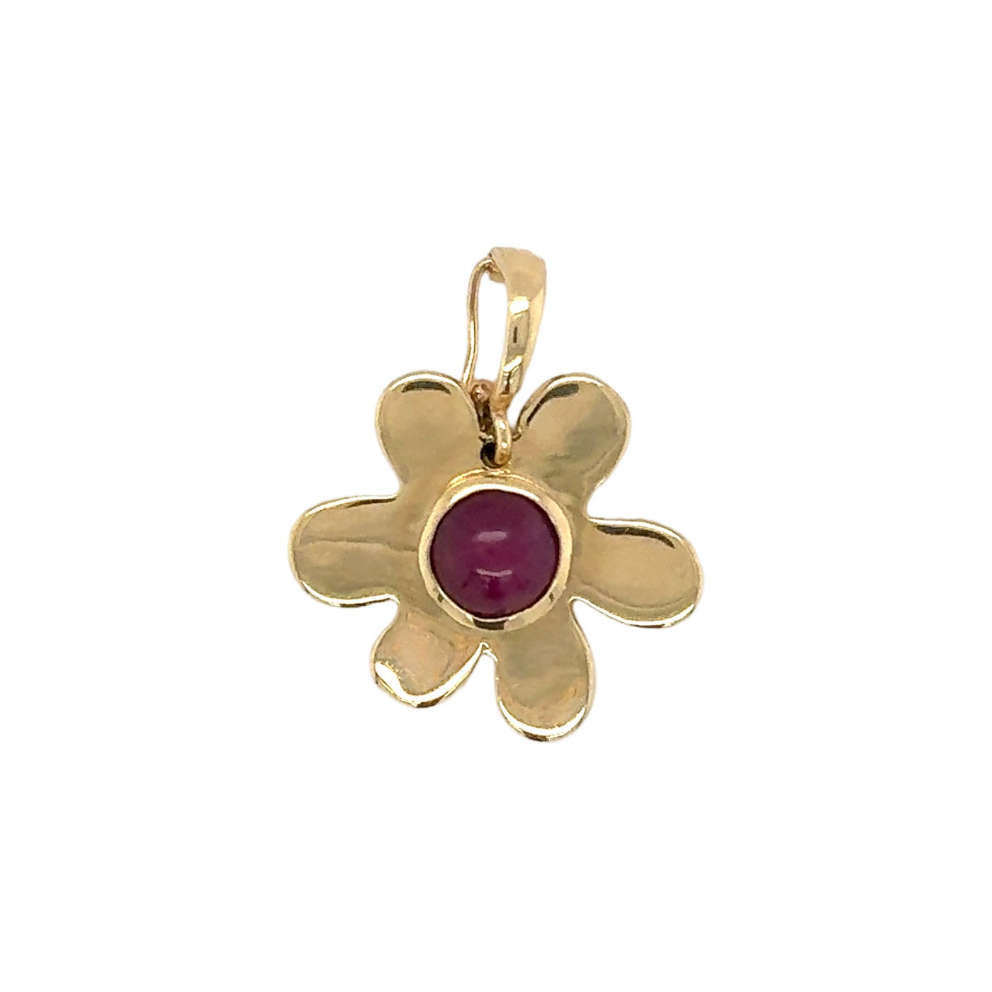 Daisy Charm with Cabochon Ruby