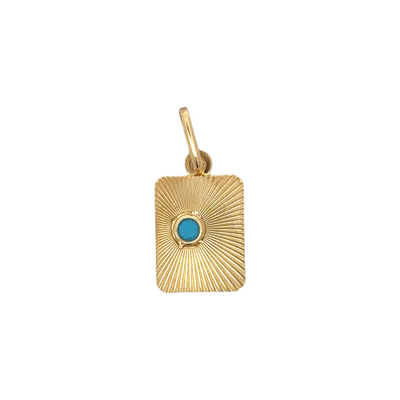 Fluted Dog Tag with Turquoise Stone