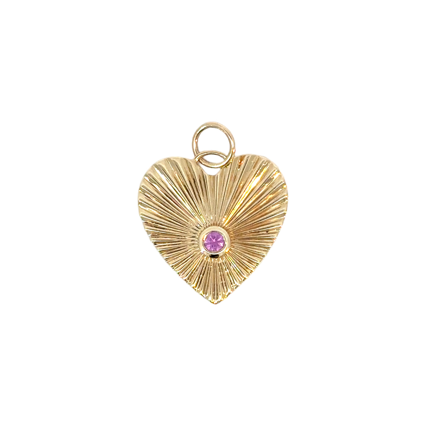 Fluted Pink Sapphire Bezel Heart