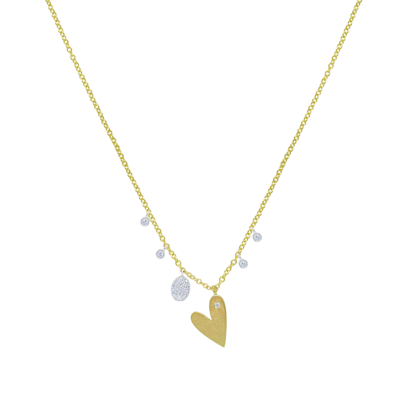 Gold Heart with Confetti Diamonds Necklace