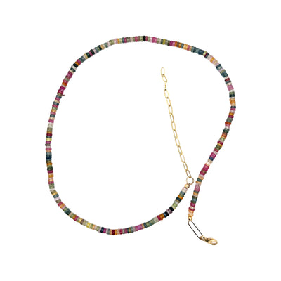 Sliced Multicolor Sapphire Necklace with Extender